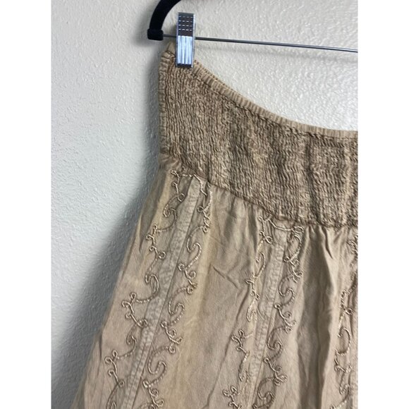 NEW Cute Option Boho Embroidered Midi Skirt Size XL Smocked Waist Prairie Floral - Picture 14 of 15